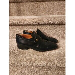 YSL Yves Saint Laurent Men's Black Leather Loafers w/ Kiltie Fringe Size 10